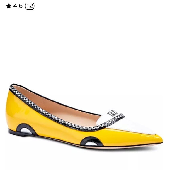 NEW Kate Spade New York Gogo Taxi Ballet Flats Size 7 Yellow White Black Patent - Picture 4 of 13